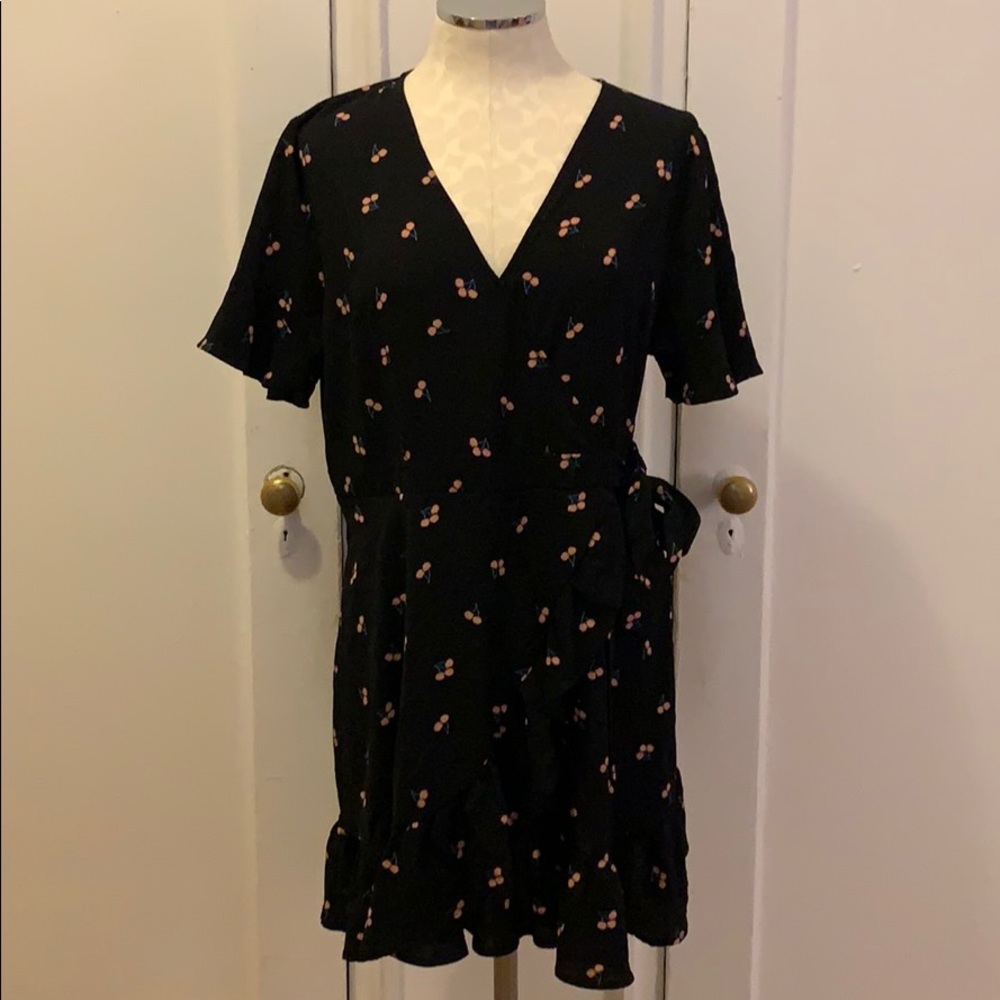 COPY - Xhilaration XXL Faux wrap Dress Black w Cherries